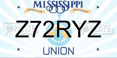 Z72RYZ Mississippi License Plate