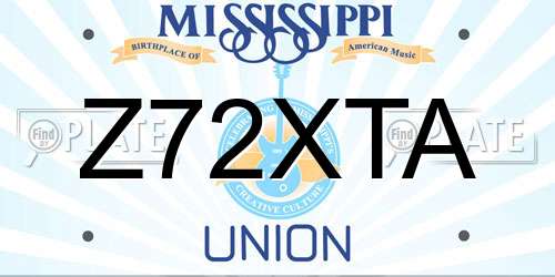 Z72XTA Mississippi License Plate
