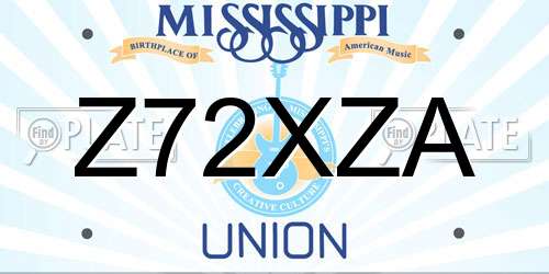 Z72XZA Mississippi License Plate