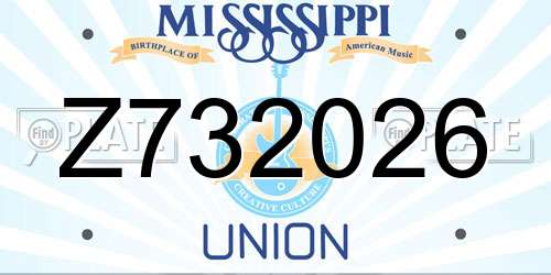 Z732026 Mississippi License Plate