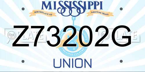 Z73202G Mississippi License Plate