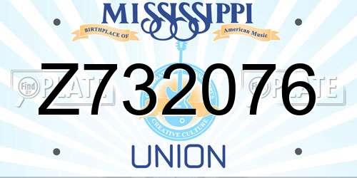 Z732076 Mississippi License Plate