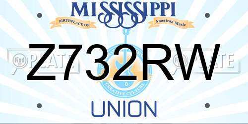 Z732RW Mississippi License Plate