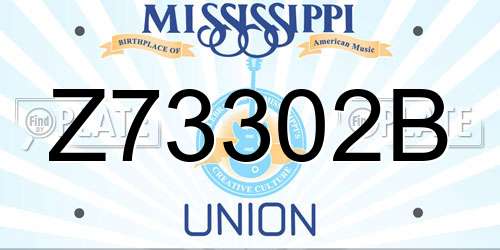 Z73302B Mississippi License Plate