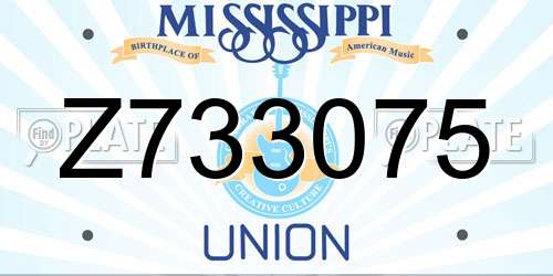 Z733075 Mississippi License Plate