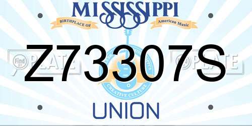 Z73307S Mississippi License Plate