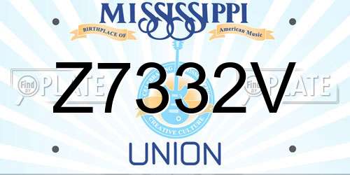 Z7332V Mississippi License Plate