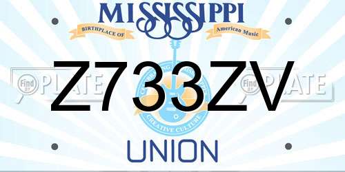 Z733ZV Mississippi License Plate