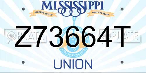 Z73664T Mississippi License Plate