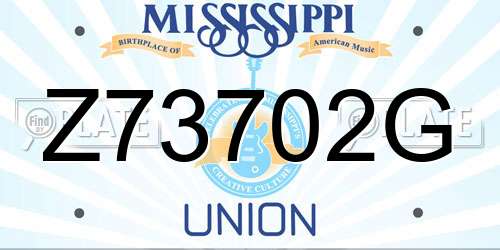 Z73702G Mississippi License Plate