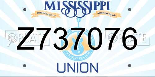 Z737076 Mississippi License Plate