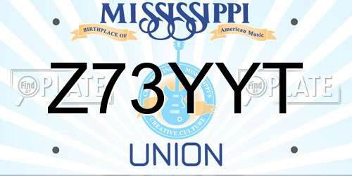 Z73YYT Mississippi License Plate