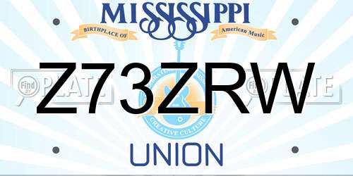 Z73ZRW Mississippi License Plate