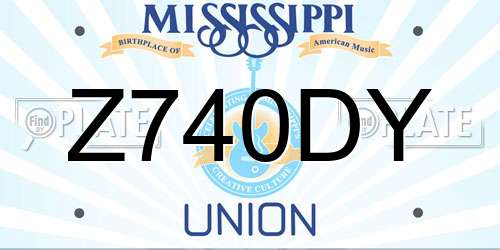 Z740DY Mississippi License Plate