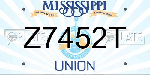 Z7452T Mississippi License Plate