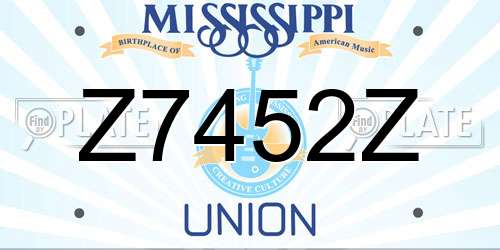 Z7452Z Mississippi License Plate