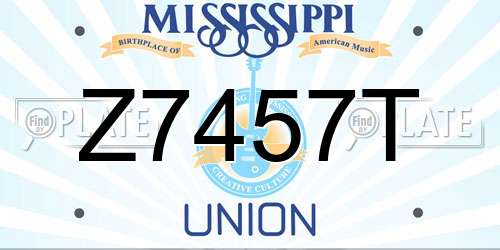 Z7457T Mississippi License Plate