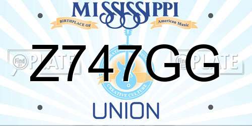 Z747GG Mississippi License Plate
