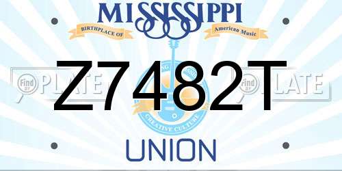 Z7482T Mississippi License Plate