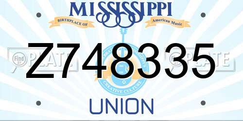 Z748335 Mississippi License Plate