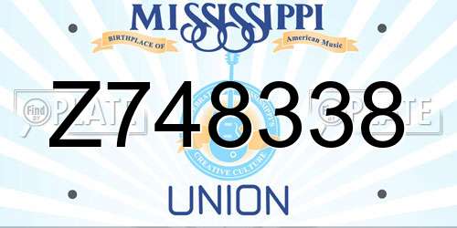 Z748338 Mississippi License Plate