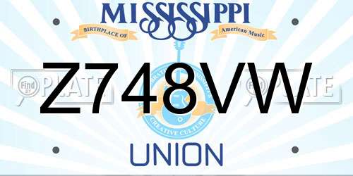 Z748VW Mississippi License Plate
