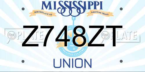 Z748ZT Mississippi License Plate