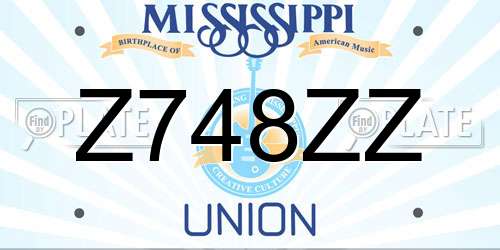 Z748ZZ Mississippi License Plate