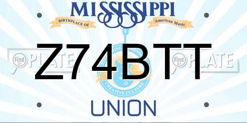 Z74BTT Mississippi License Plate