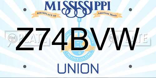 Z74BVW Mississippi License Plate