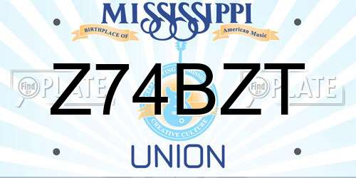 Z74BZT Mississippi License Plate