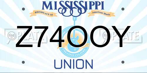 Z74OOY Mississippi License Plate