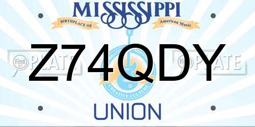 Z74QDY Mississippi License Plate