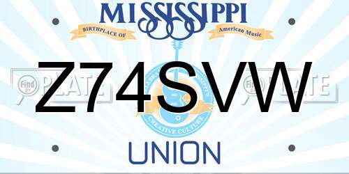Z74SVW Mississippi License Plate