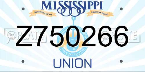Z750266 Mississippi License Plate