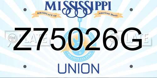 Z75026G Mississippi License Plate