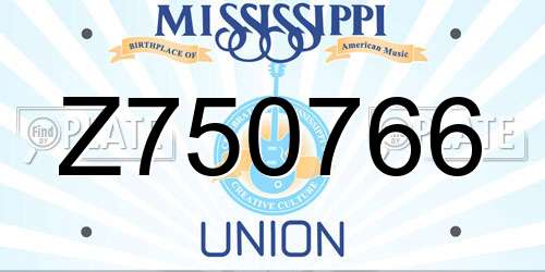 Z750766 Mississippi License Plate
