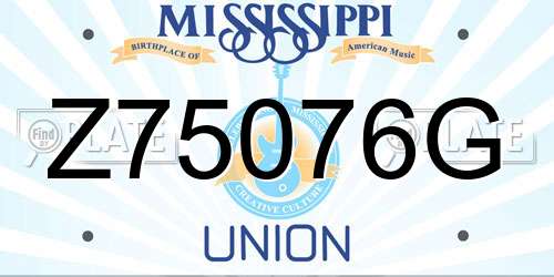 Z75076G Mississippi License Plate