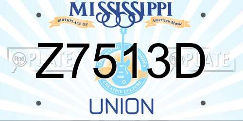 Z7513D Mississippi License Plate