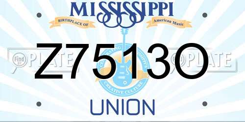 Z7513O Mississippi License Plate