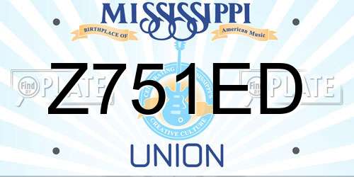 Z751ED Mississippi License Plate