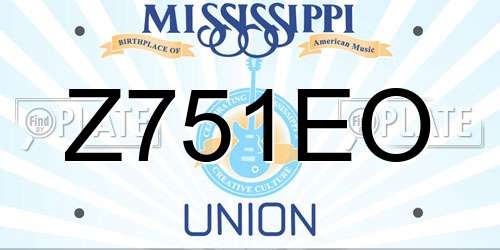 Z751EO Mississippi License Plate