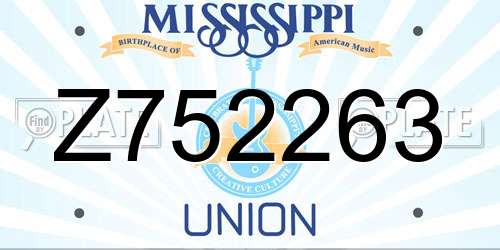 Z752263 Mississippi License Plate
