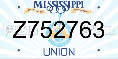 Z752763 Mississippi License Plate