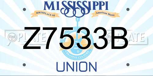 Z7533B Mississippi License Plate