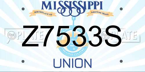 Z7533S Mississippi License Plate