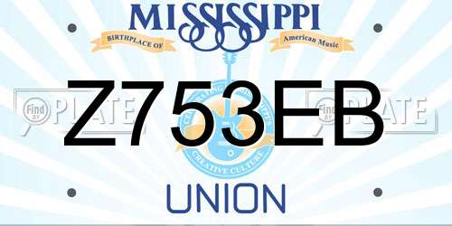 Z753EB Mississippi License Plate