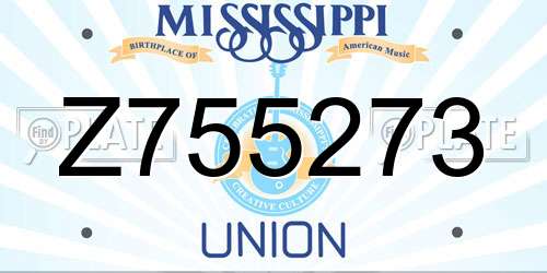 Z755273 Mississippi License Plate