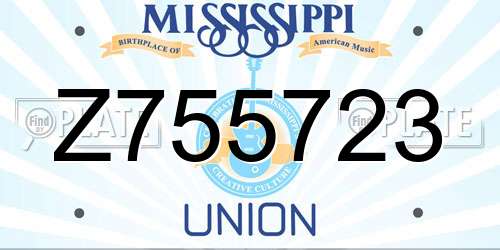 Z755723 Mississippi License Plate