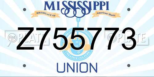 Z755773 Mississippi License Plate